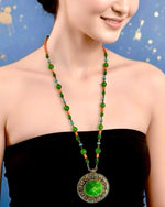 Green Tribal Medallion Necklace
