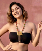 Red-Green Tribal Vintage Pendant Necklace