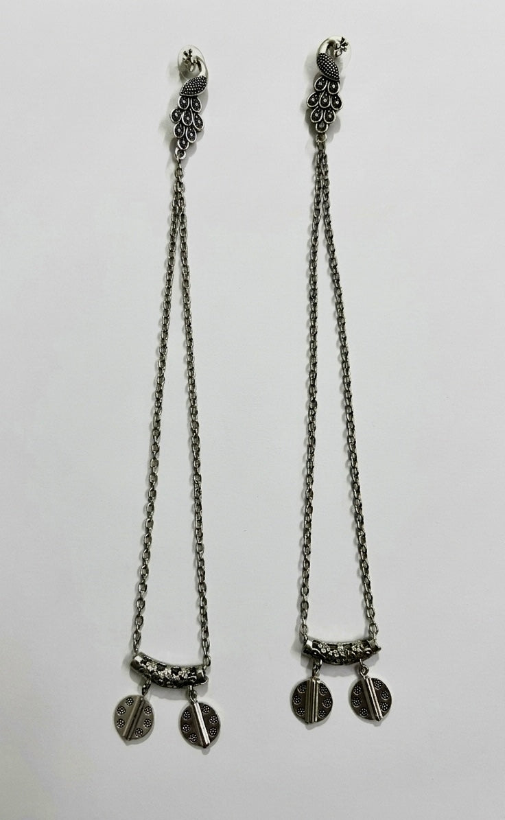 Peacock Majesty Chain Drop Earrings