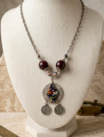 Crescent Mosaic Moon Pendant Necklace
