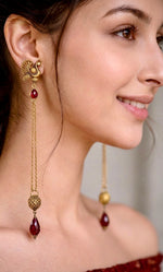 Dejoor Peacock Ruby Drop Earrings