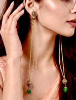 Dejhoor Surya Green Jade Drop Earrings
