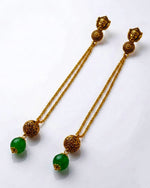 Dejoor Surya Green Jade Drop Earrings