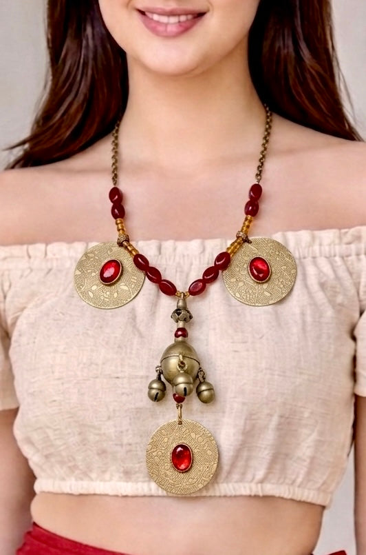 Lucky Elephant Coin Statement Necklace