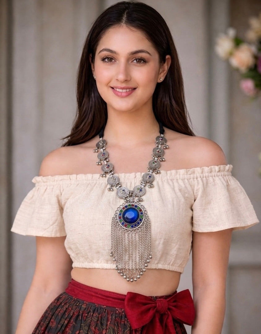 Tribal Rain Coin Chain Statement Necklace