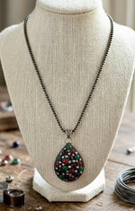Jewel Teardrop Mosaic Pendant Necklace