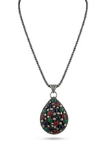 Jewel Teardrop Mosaic Pendant Necklace
