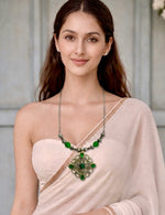 Emerald Filigree Mandala Pendant Necklace