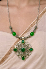Emerald Filigree Mandala Pendant Necklace