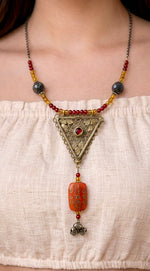Amber Triangle Amulet Pendant Necklace