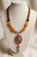 Lion Face Copper Oval Pendant Necklace