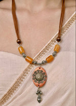 Lion Face Copper Oval Pendant Necklace