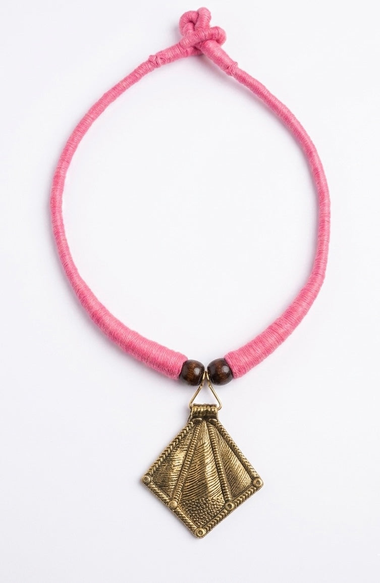 Rose Cord Diamond Pendant Necklace