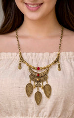 Crescent Moon Filigree Drop Necklace