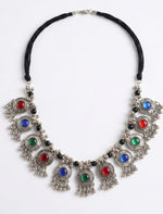 Rainbow Stone Afghan Ghungroo Bib Necklace