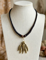 Lotus Bud Brass Pendant Necklace