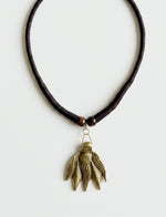 Lotus Bud Brass Pendant Necklace