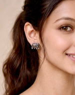 Lucky Elephant Oxidised Stud Earrings