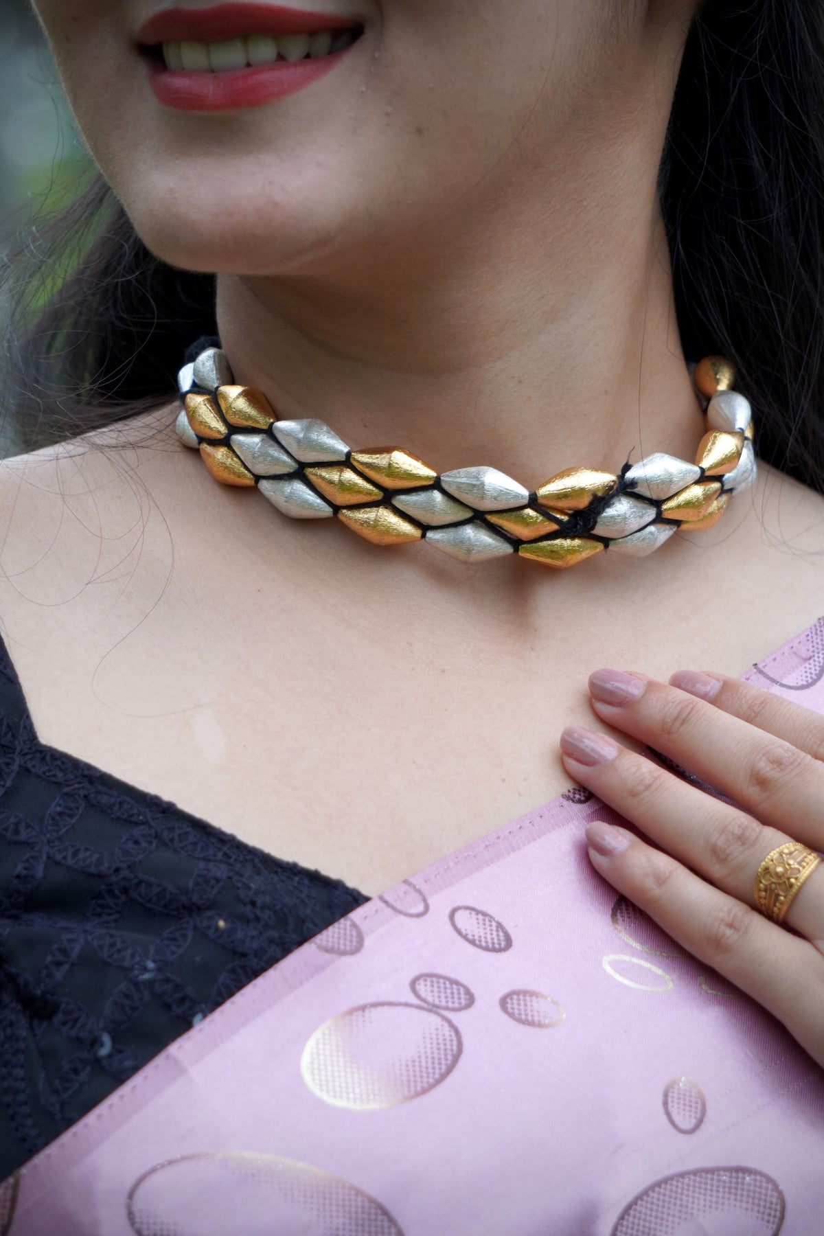 Dholki Dual-Tone Bead Choker