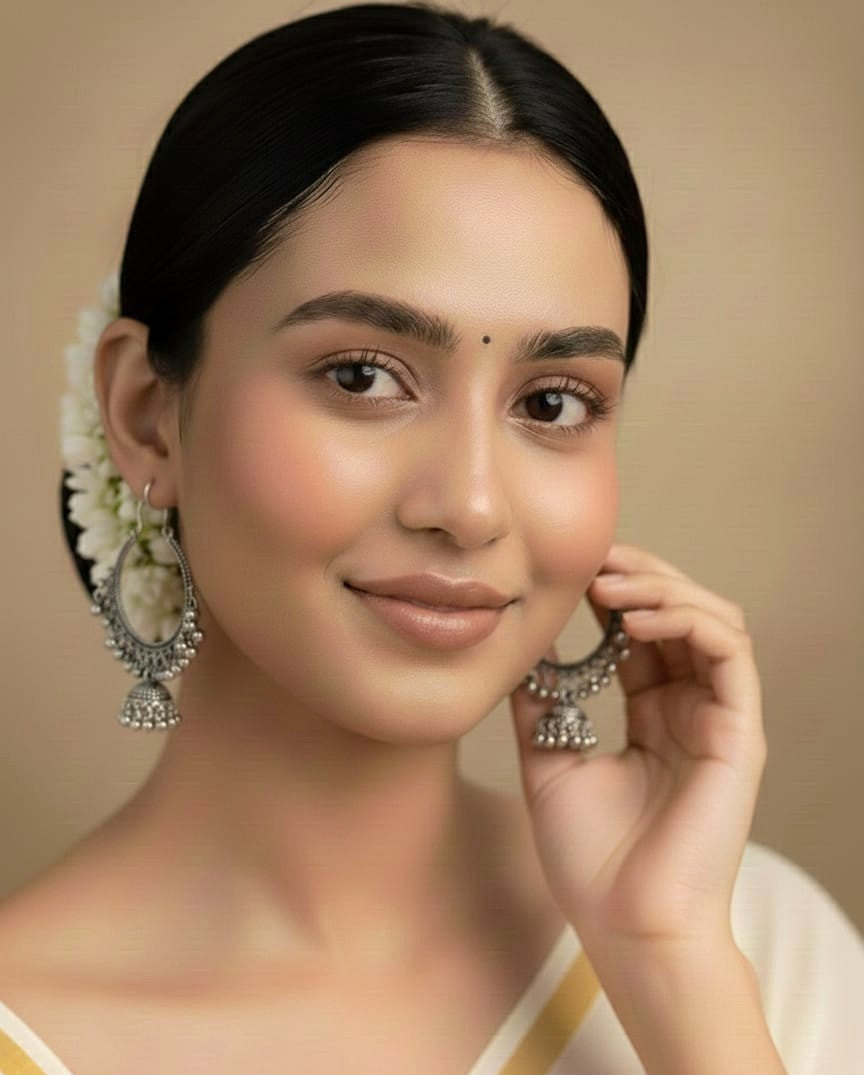 Ghungroo Hoop Oxidised Jhumkas