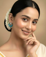 Turquoise Fan Oxidised Earrings