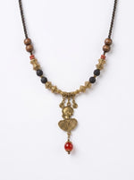 Apsara Brass Lava Bead Statement Necklace