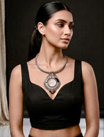 Imperial Coin Crest Silver Mesh Choker Necklace
