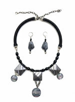 Midnight Pearl Geometry Necklace Set