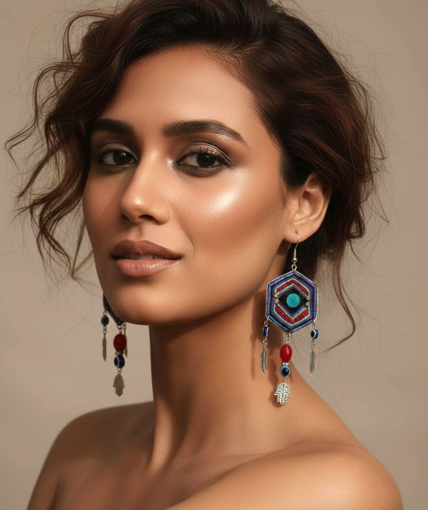 Azure Geometry Premium Handcrafted Earrings