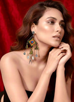 Bold tribal embroidered statement earrings