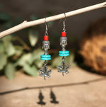 Tribal Buddha Turquoise Drop Earrings