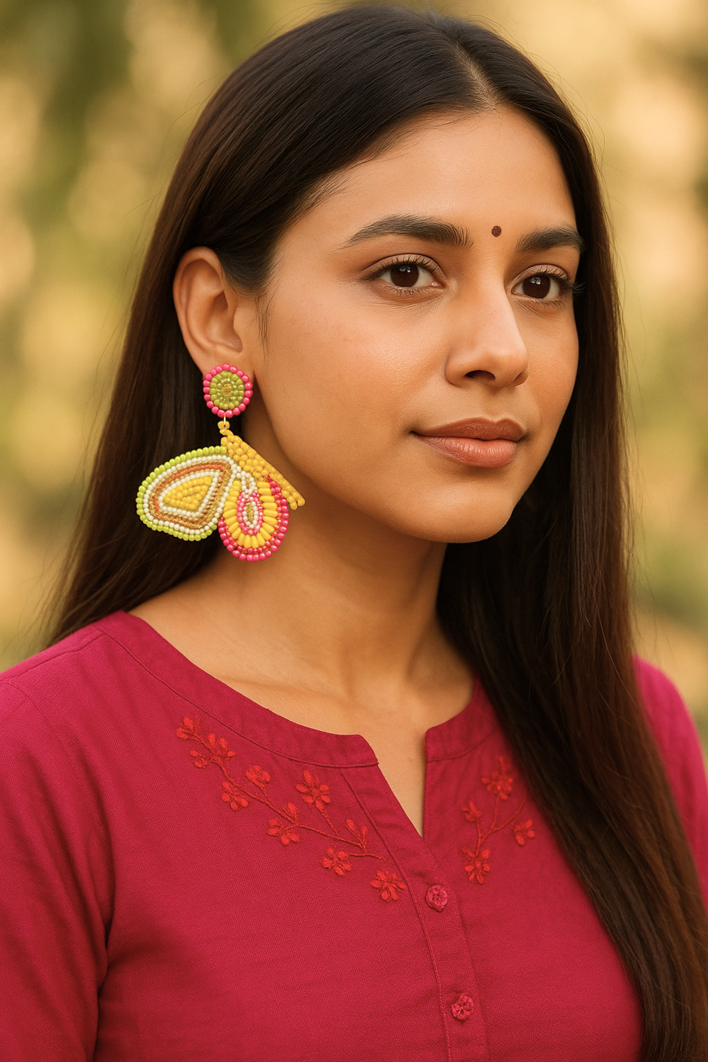 Titli Tales Handcrafted Beaded Butterfly Earrings — Festive Boho Earrings India