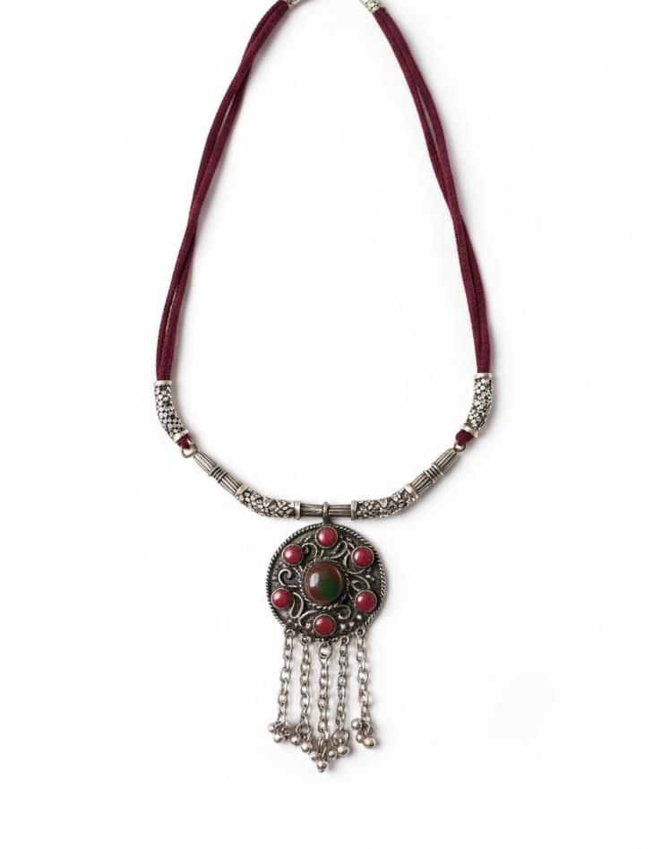 Crimson Aura Chain Drop Necklace