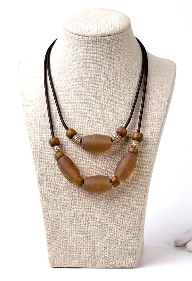 Desert Drift Sea Glass Double Strand Necklace