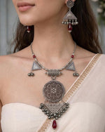Yemen-Inspired Oxidised Necklace & Earrings Set