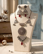 Yemen Inspired Oxidised Necklace Earrings Set