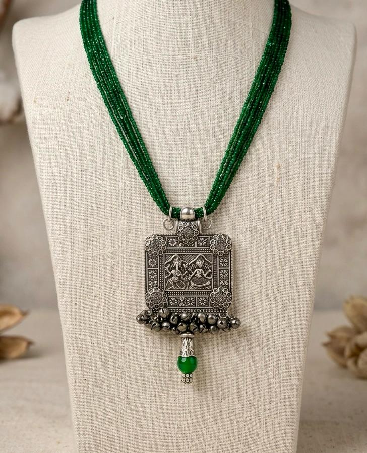 Oxidised Tribal Lakshmi Ganesh Motif Necklace
