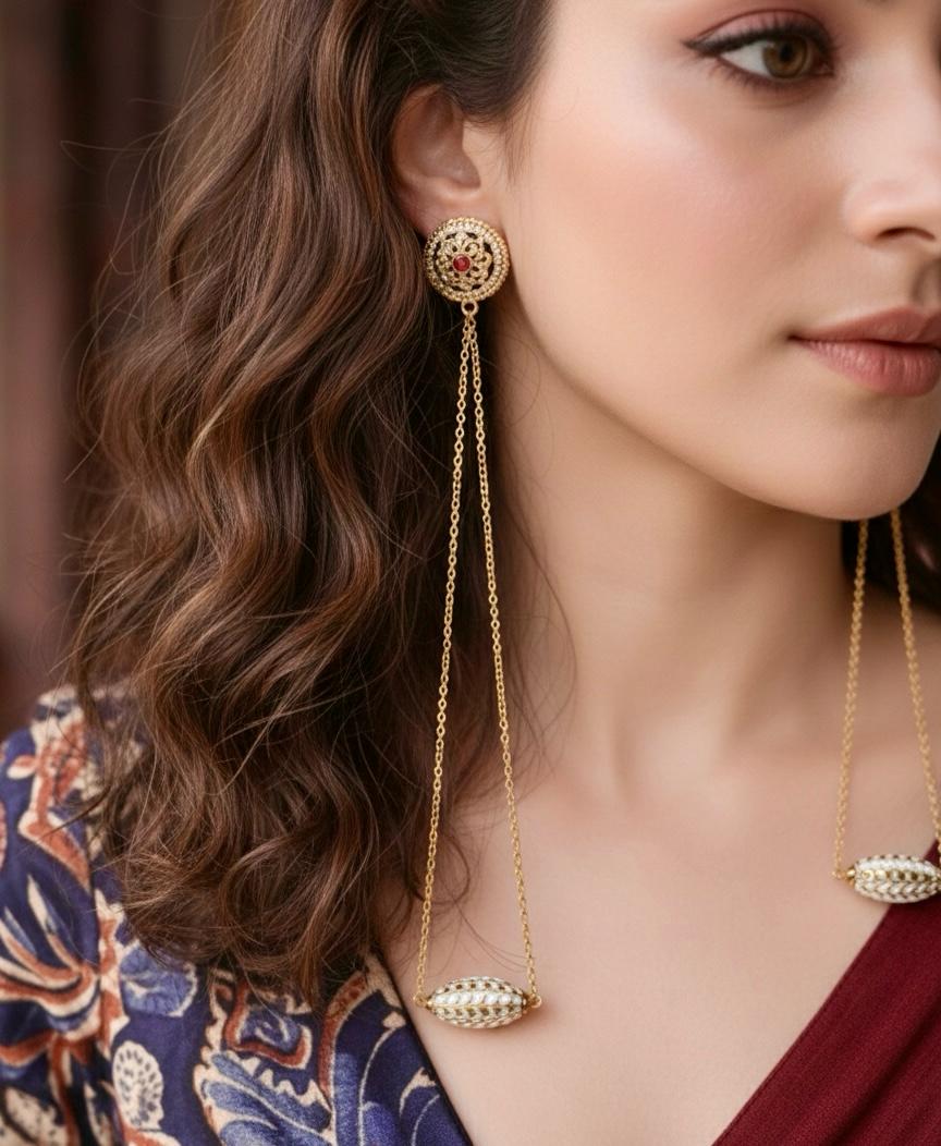 Kashmiri Dejhoor Chain Earrings