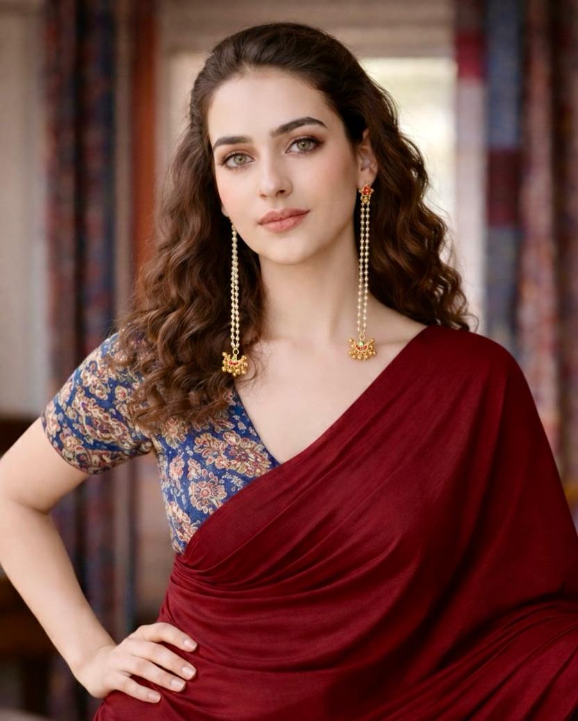 Kashmiri Dejhoor Pearl Chain Earrings