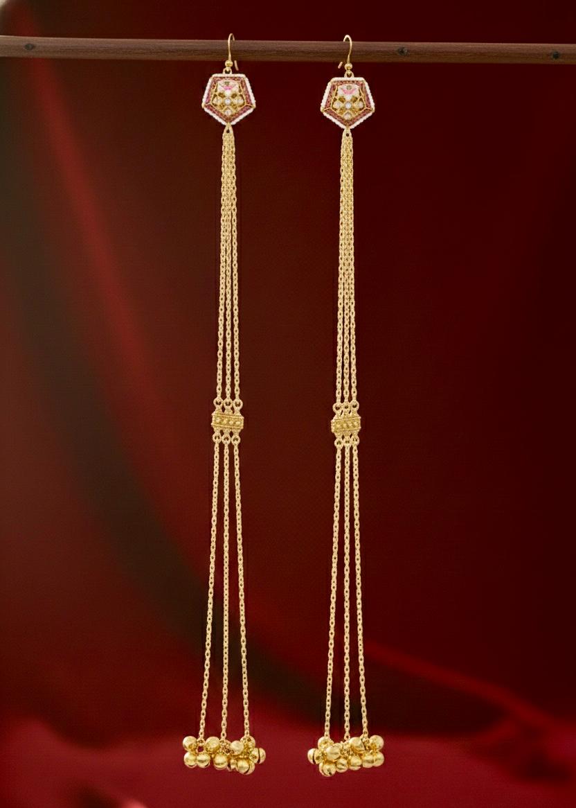Kashmiri Dejhoor Long Chain Earrings