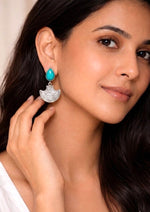 Neel Tara Mandala Earrings Turquoise Oxidised Danglers — Tribal Ethnic Earrings India