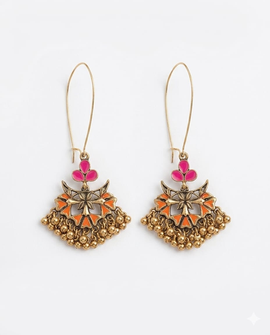 Marigold Bloom Ghungroo Drop Earrings