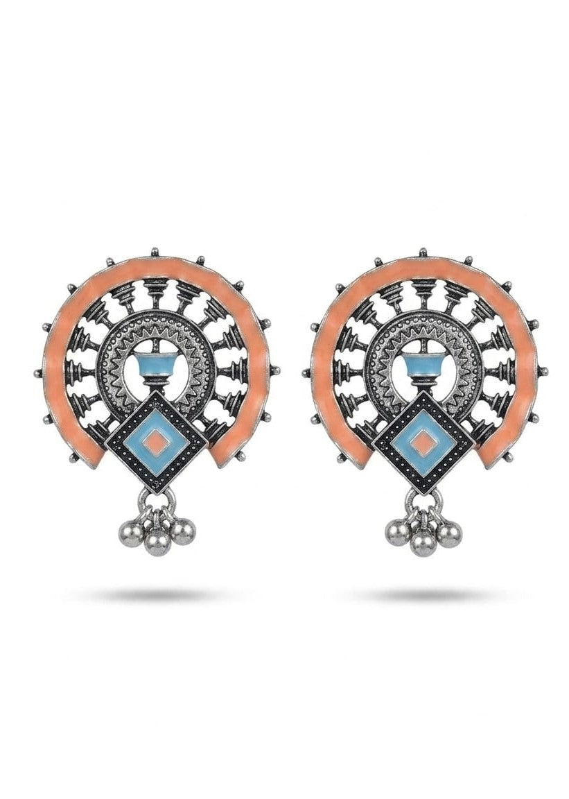Aztec Arch Enamel Stud Earrings