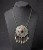Silver Mandala Afghan Pendant Necklace