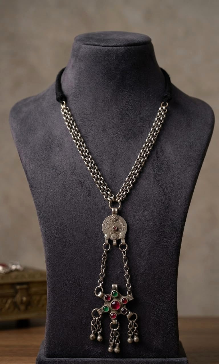 Afghan Cross Pendant Chain Necklace
