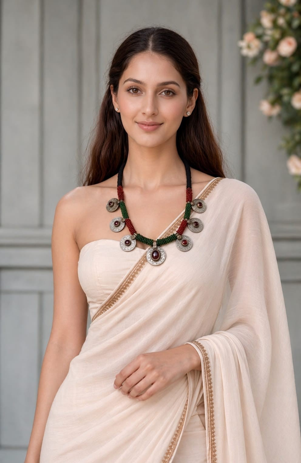Bazaar Bead Afghan Coin Pendant Necklace