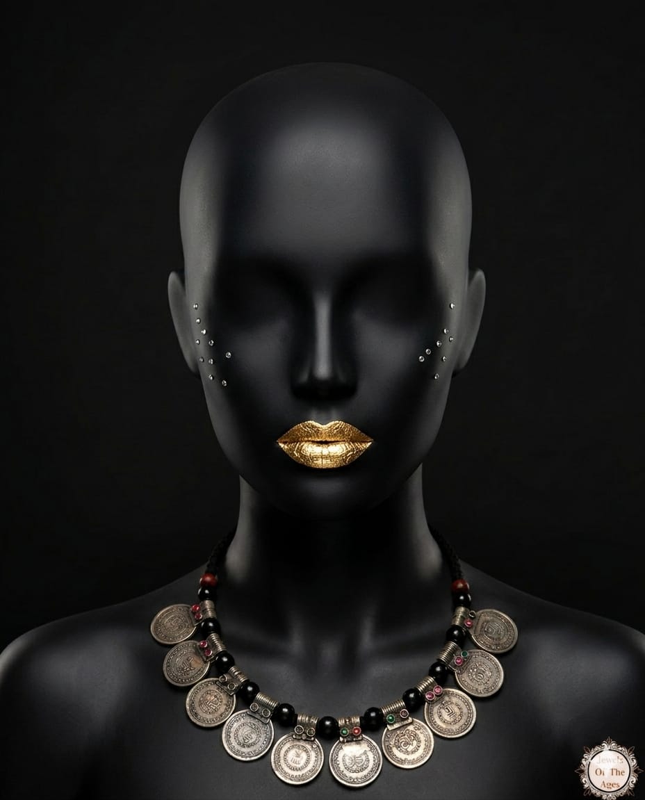 Afghan Engraved Coin Cascade Necklace
