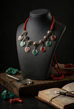 Multicolour Teardrop Afghan Dome Necklace