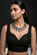 Rainbow Stone Afghan Ghungroo Bib Necklace