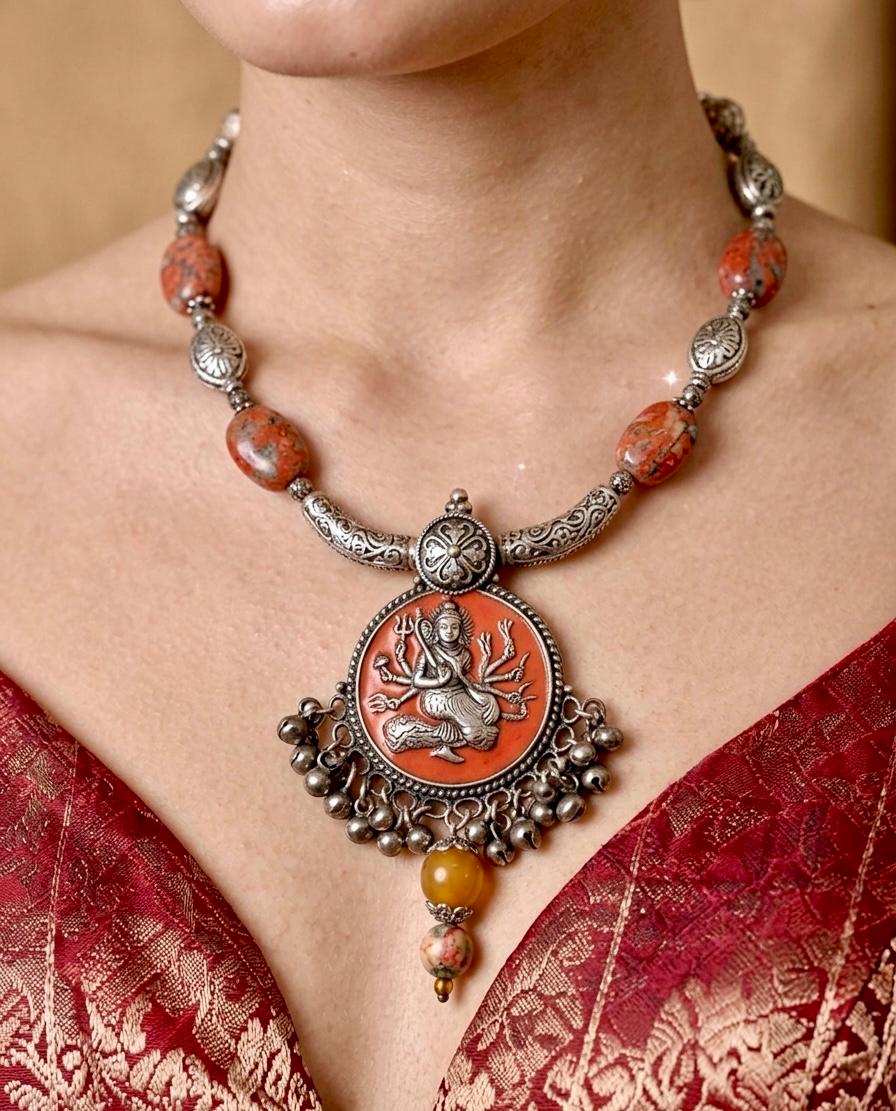 Durga Shakti Terracotta Bead Necklace